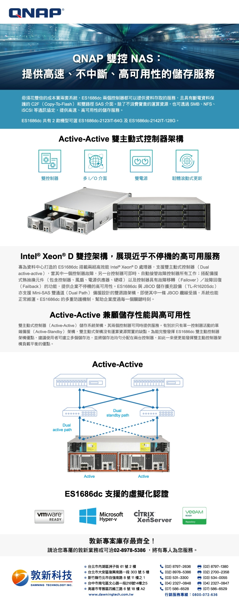 QNAP,ES1686dc,NAS,資料儲存,敦新科技