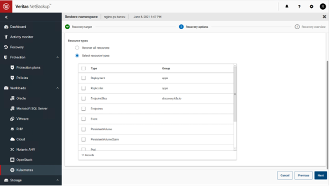 NetBackup介面通過基於角色的存取控制(RBAC)進行保護，並可供Kubernetes管理員或其代表進行自助服務。